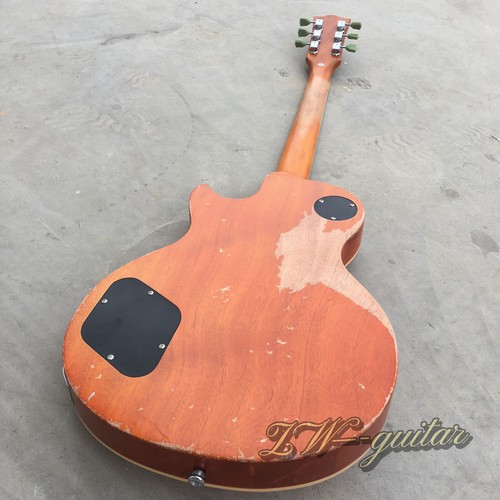 Vintage Relic Les Paul Electric Guitar Flame Maple Top Mahogany Cherry Sunburst - Picture 14 of 19