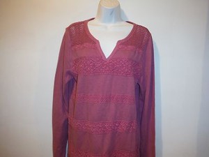 NWT-LUCKY-BRAND-LACE-STRIPE-THERMAL-PINK-SIZE-XL
