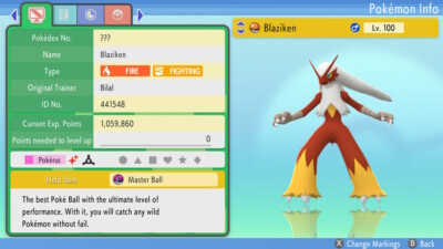 Ultra Shiny 6IV Blaziken Speed Boost Pokemon Brilliant Diamond Shining Pearl