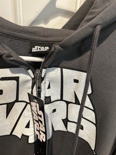 Star Wars Hoodie Mens Size Medium Grey Sweatshirt Full Zip Fleece Jacket - Picture 3 of 7