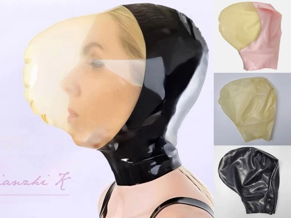 Latex Hood with Breath Control Hole Rubber Mask Suffocating Club wear Fetish UK - Image 2 of 4