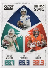 2022 Score Waddle/Prescott/Mixon #FS12 Dolphins/Cowboys/Bengals Fantasy Stars