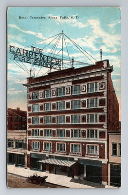 #ad Sioux Falls SD South Dakota Hotel Carpenter Advertise Vintage c1930 Postcard $0.99