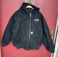 Carhartt Black Hooded Loose Fit Work Wear Canvas Duck Jacket XL