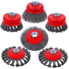 6 Pack Wire Wheel Cup Brush for Angle Grinder, 3 & 4 Inch Twisted Knotted & C...