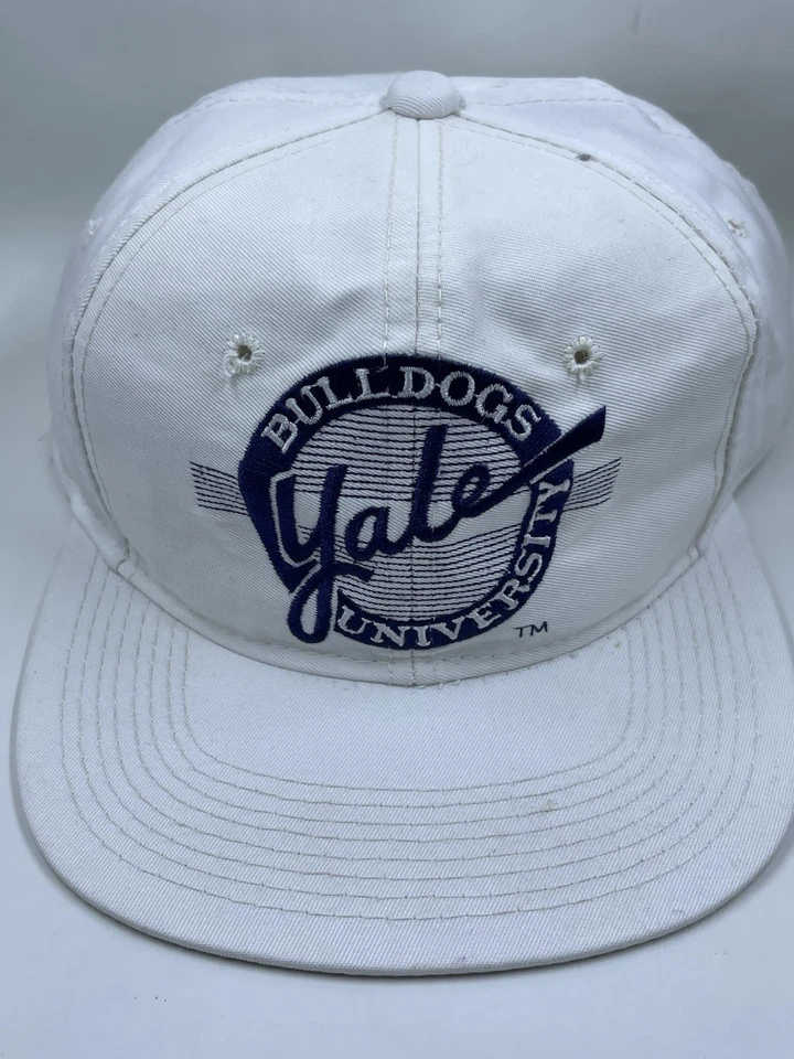 Vintage Yale Bulldogs Hat Cap SnapBack Men White Blue Script  Logo The Game tag - Image 2 of 4