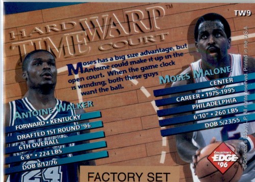 Collector's Edge Hard Court Time Warp Walker Malone 1996 #TW19 HOF - Imagen 2 de 2