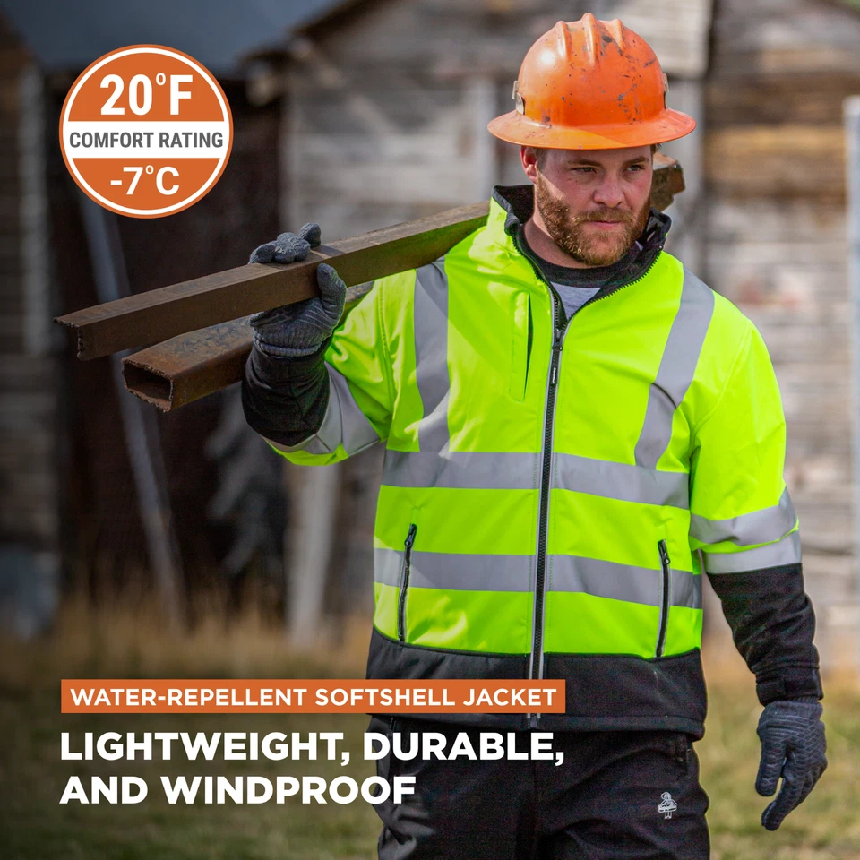 RefrigiWear Men's Hi Vis Softshell Jacket - High Visibility, Warm, Flexible - Image 2 of 4
