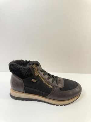 C40. Rieker Tex Zip Up Black/Brown-US 8, EU-39