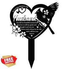 Rngmsi Husband Grave Marker Black Metal Cardinal Memorial Stake Decor