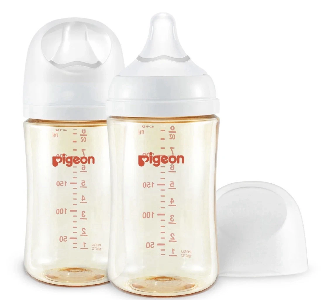Pigeon 2 Pack 8oz 240ml PPSU Wide Neck Baby Bottles Anti Colic 3+ Months