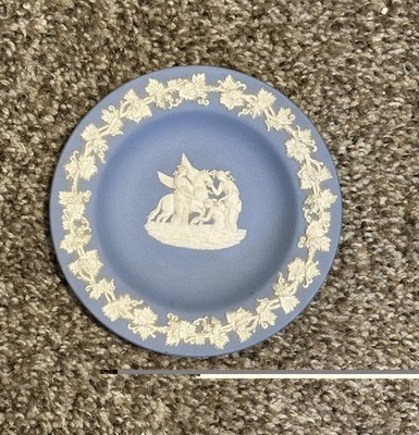 Vintage WEDGWOOD ENGLAND Jasper Robin Egg Blue & White 4.5'' Round Trinket Dish