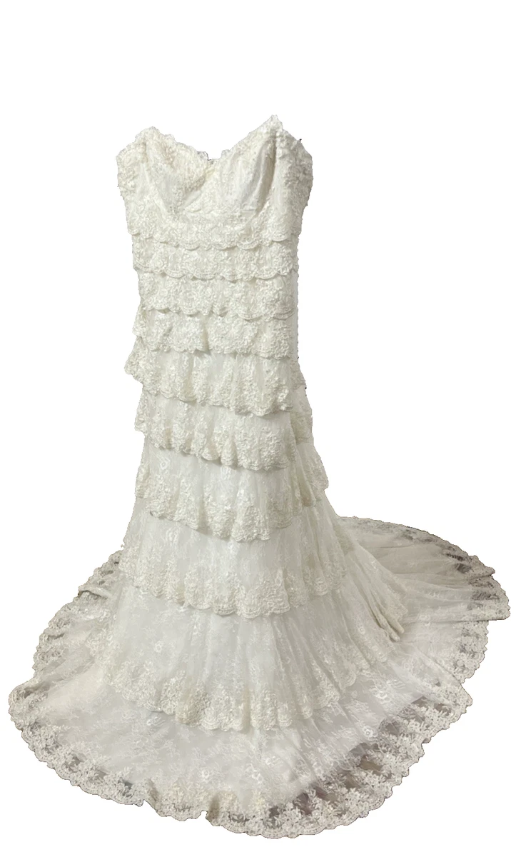 rustic lace dress Rustic Lace Applique Mermaid Wedding Dress Spaghetti Strap Chapel Train Bridal Gown w0141 Custom Colors / 20W main image 1