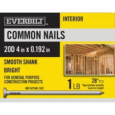 EVERBILT  INTERIOR COMMON NAIL 20D 4 "X0.192" LB BOX SMOOTH SHANK BRIGHT 12 BOX
