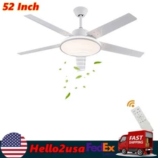 52in Modern Ceiling Fan Light Dimmable LED 3-Color Memory Function Fan w/ Remote