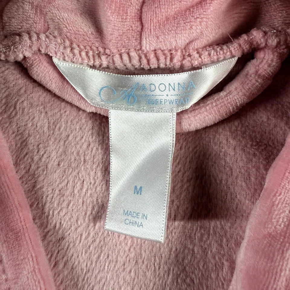 Adonna 睡衣粉色女式 M 玫瑰纹理毛绒柔软拉链睡衣 — 第 4/4 张图片