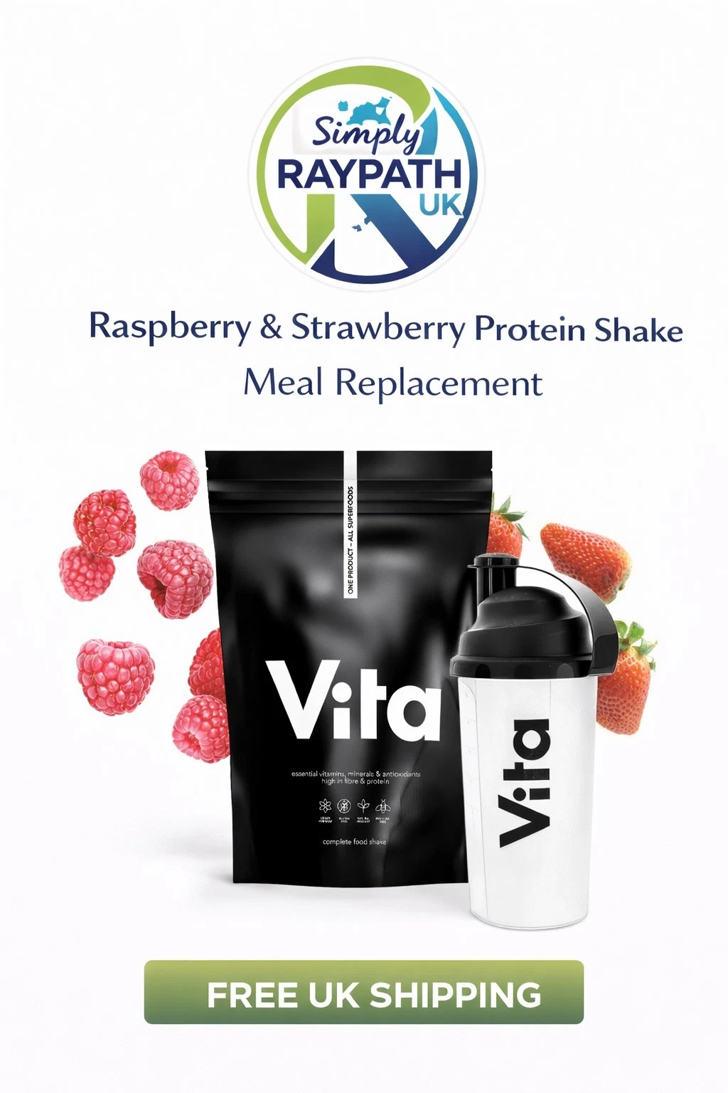 Raypath Natural Protein Powder Strawberry Raspberry 600g Uk Free Shaker
Opens in a new window or tab