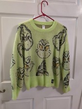The Grinch Justice  Dr Suess Fleece COZY Pullover Sweater Girls Sz XL