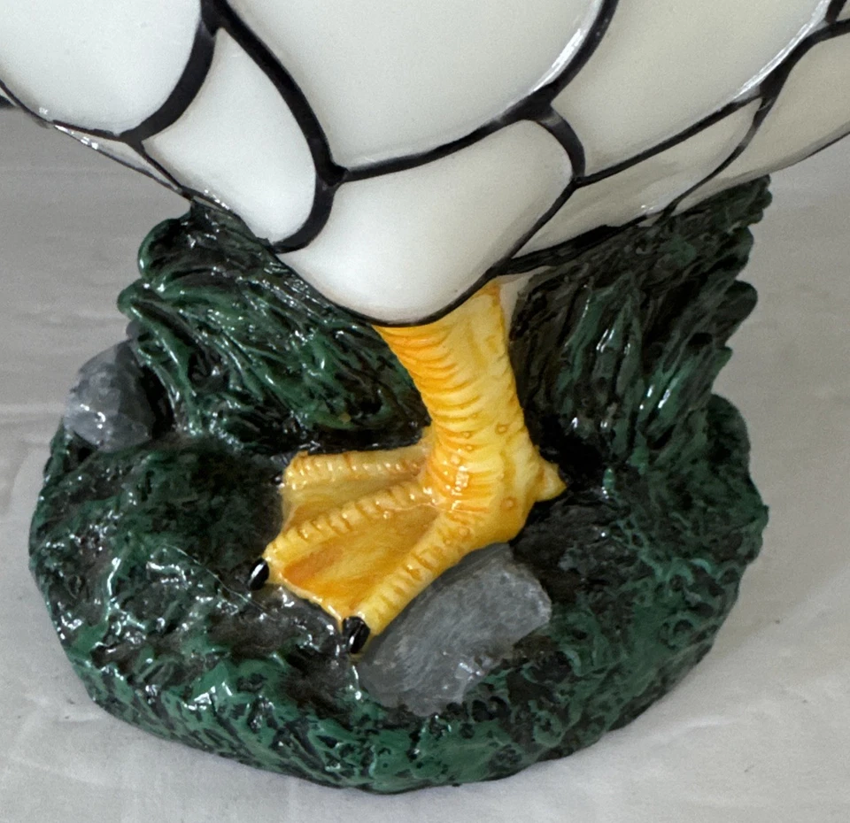Solar Tiffany Duck Statue Plastic Display 10” Tall x 8” Long Tested Works Unique - Image 2 of 4