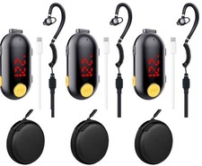 Mini Walkie Talkies Rechargeable for Adult with Earpieces, 3 Pack Two black
