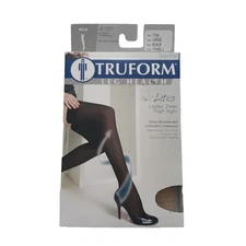Truform Leg Health Lites Sheer Thigh High Stockings Size Large 8-15 mmHg Black