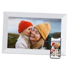 Digital Picture Frame, 10.1 inch Frameo Digital Frame WiFi, 10.1 White Stripes