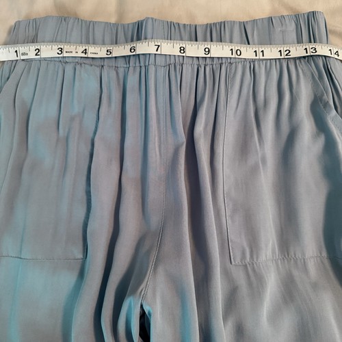 Umgee Womens Size M Dusty Blue Eyelet Hem Wide Leg Bell Bottom Pants Boho Pocket - Picture 6 of 9