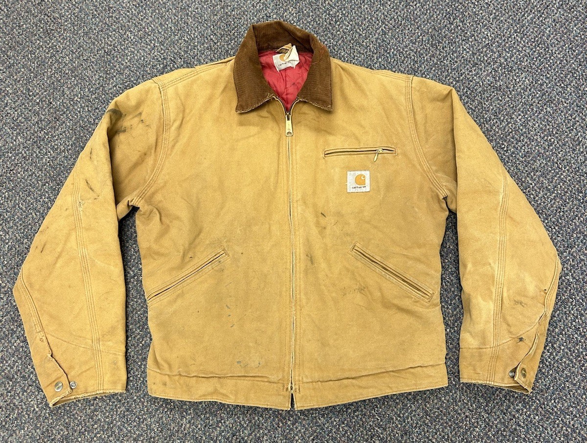 Vintage 90s Carhartt Jacket Men's Medium Detroit 6QLJ Tan Canvas