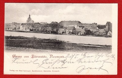 Old postcard B/W Bärwalde Mieszkowice Neumark used 1900 #124 H