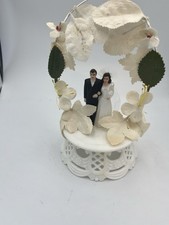 Vintage Wedding Cake Topper with Bride and Groom 1950s