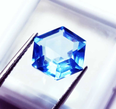Amazing Hexagon Shape 8.00 Ct Natural London Blue Topaz Loose Gemstone Certified