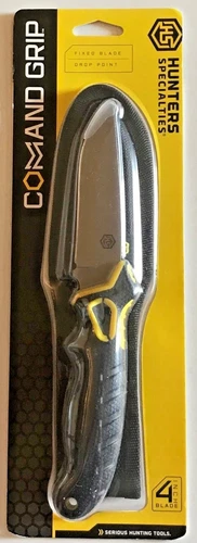Hunters Specialties Command Grip 4"  Stainless Fixed Blade Knife + Sheath