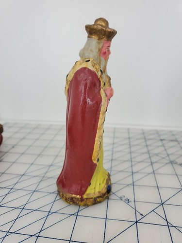 vintage papier mache 3 Wise Men nativity scene pieces 6.5" tall - Picture 9 of 15