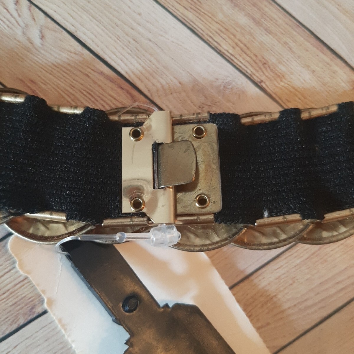 Gold Coin Circular Stretch Belt Size Small Vintage NOS New Old Stock w Tags Vintage Gold Coin Elastic Belt Women Small Narrow Nautical  main image 3