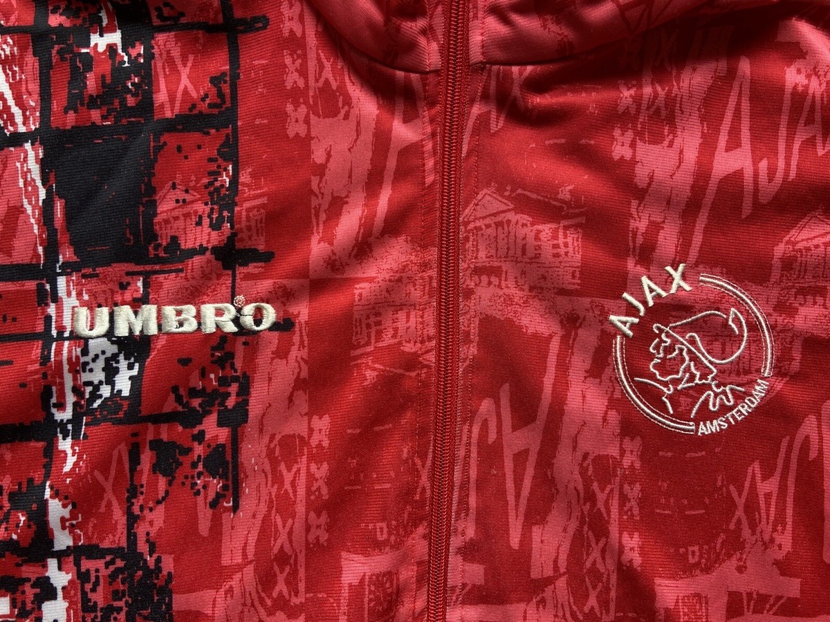 AJAX AMSTERDAM 90s FOOTBALL SOCCER TRACK TOP JACKET UMBRO sz AJAX AMSTERDAM 90s FOOTBALL SOCCER TRACK TOP JACKET UMBRO sz