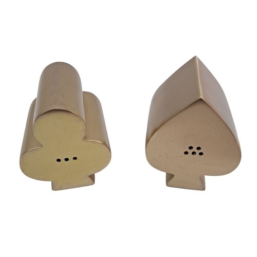 ED Ellen DeGeneres Brass Clover and Spade Salt & Pepper Shakers NOB Cards - Picture 7 of 12