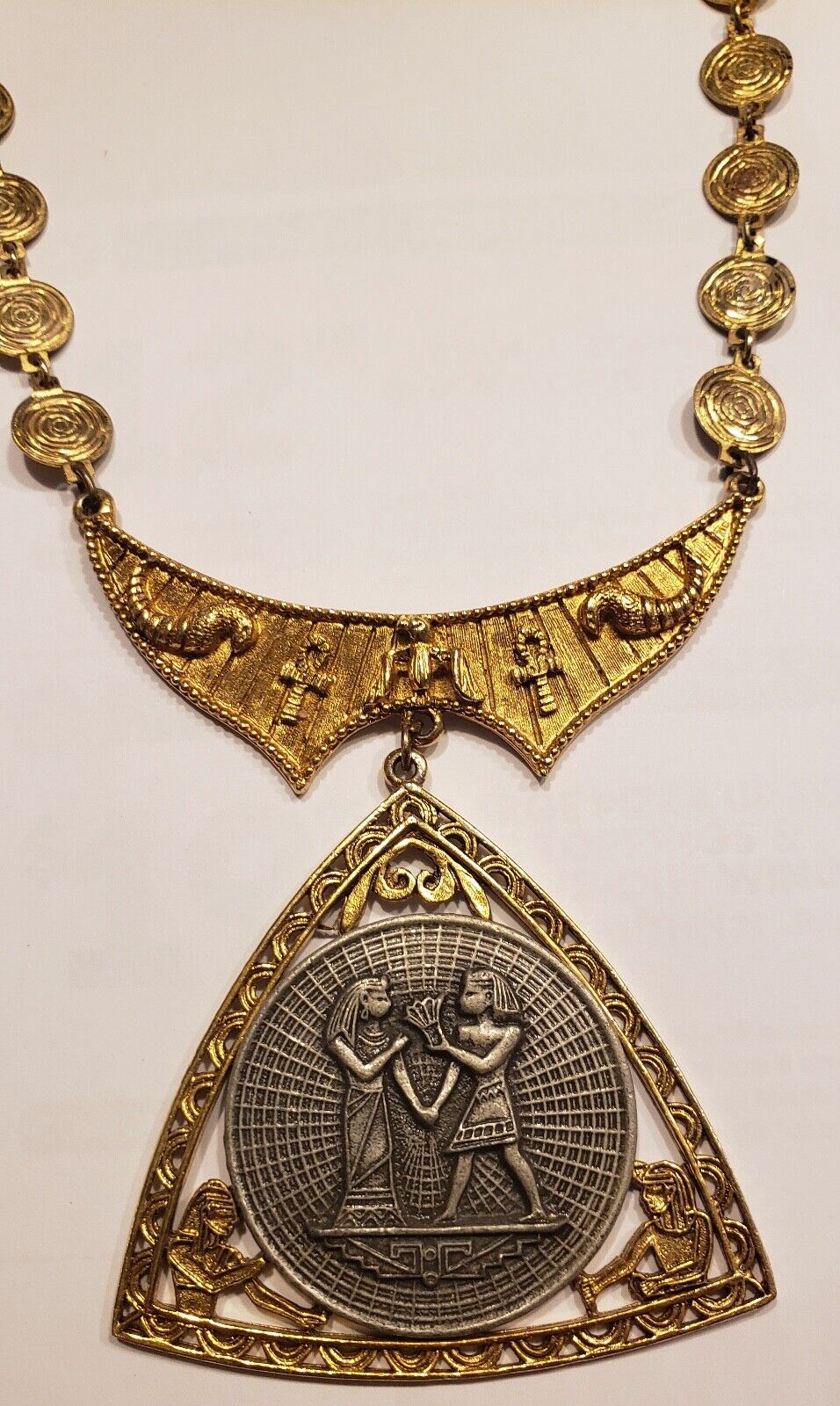 (Vintage) Egyptian Faux Gold Pendant Revival Neck… - image 3