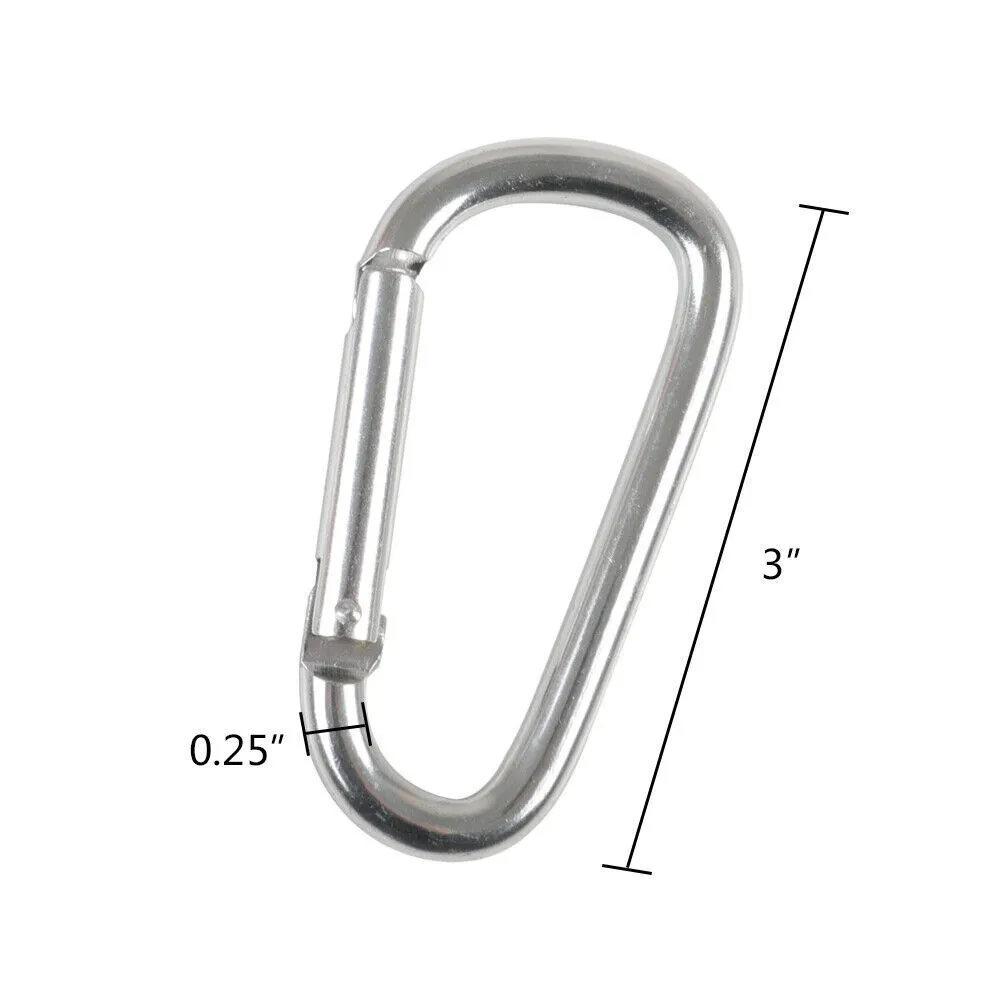 50/100pcs Aluminum Carabiner Key Chain Clips Hook 2 3 D Shape Spring Snap  Lot