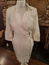 Reiss Peaches Zip Front Wrap Dress Cream Size 10 BNWT RRP £149