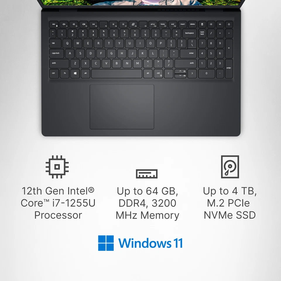 2024 Dell Inspiron 15 Laptop Touch i7-1255U Upto 64GB RAM & 2TB SSD, Win 11 Pro - Image 2 of 4
