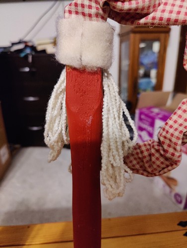 Vintage Large Clothespin Christmas Decoration, Santa Wooden Jingle Bell Hat Deco - Picture 4 of 5