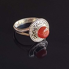 Natural Red Onyx 925 Sterling Silver Handmade Fine Ring Size 8.25