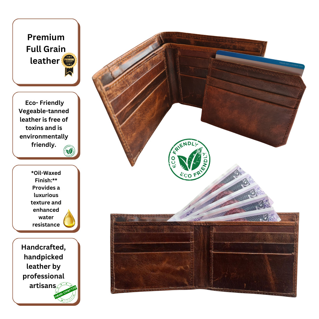 Handcrafted Rustic Men's Wallet, Pull Oil waxed  High Quality  Leather rrp£120 image 8