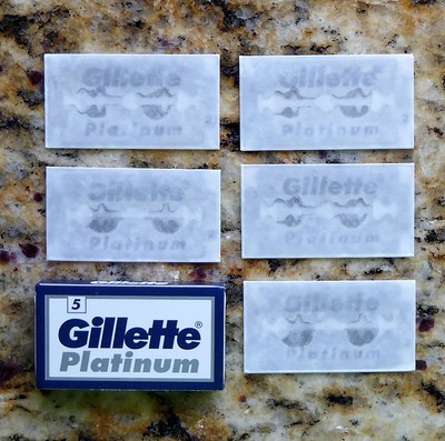 5 Gillette Platinum Double Edge Razor Blades