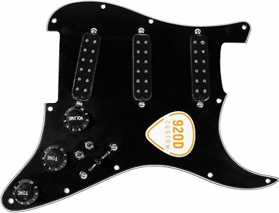 920D Fiesta Polyphonics Black Loaded Pickguard 7-Way 2-Toggle for Strat Guitars