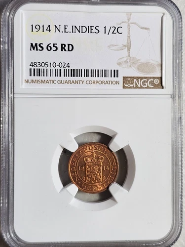 Netherlands East Indies 1/2 Cent 1914 NGC MS 65 RD