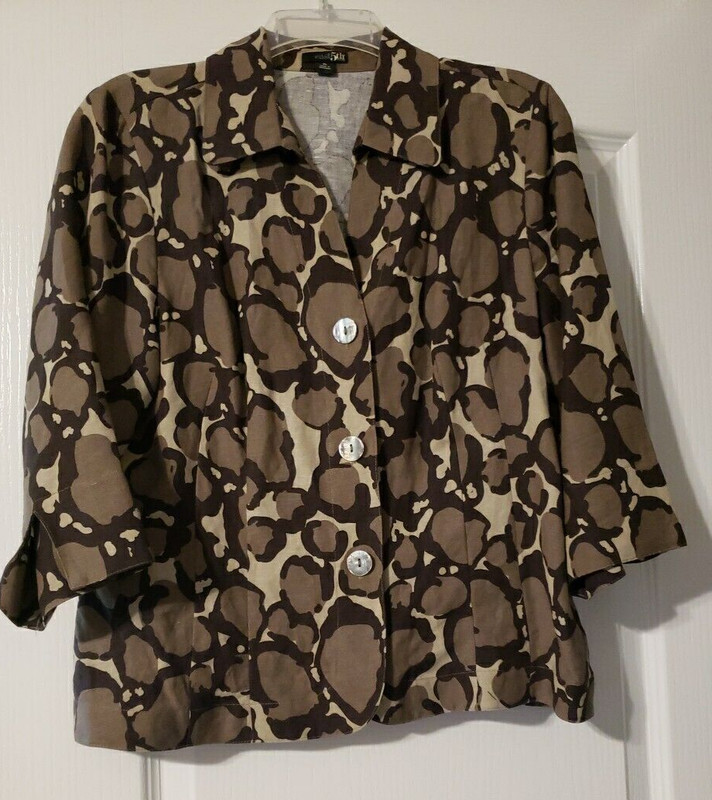 East 5th Linen Rayon Button Top 3/4 Sleeved Petite L EUC