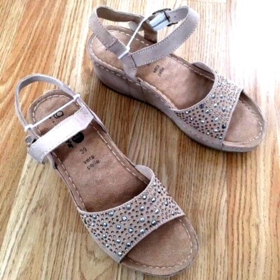 Damen-Pantolette Diamant VeraPelle LEDER Roma Gladiator Keilabsatz Schuhgröße