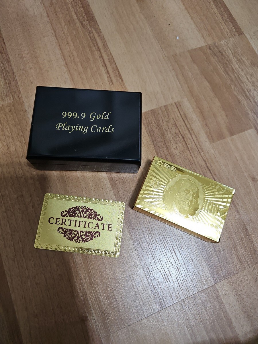 NEW Gold Playing Cards 999.9 Gold Playing Cards With Wooden Case