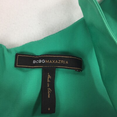 BCBGMaxazria Pleated Cocktail Dress Size 0 Womens Dark Emerald Green Black  XS | eBay